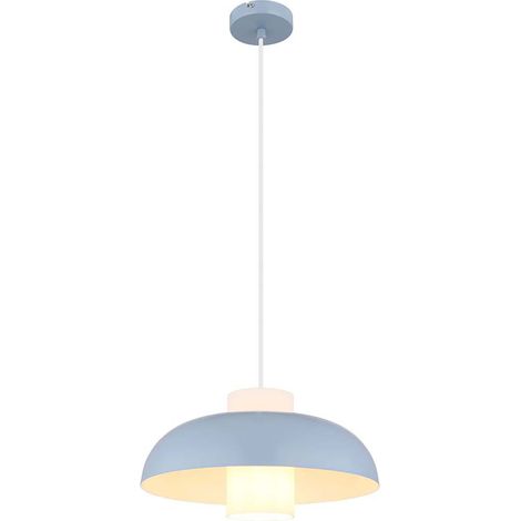 Hängeleuchte Glas Pendelleuchte blau Esszimmerlampe hängend, Metall opal,1x E27 Fassung, DxH 38x120 cm