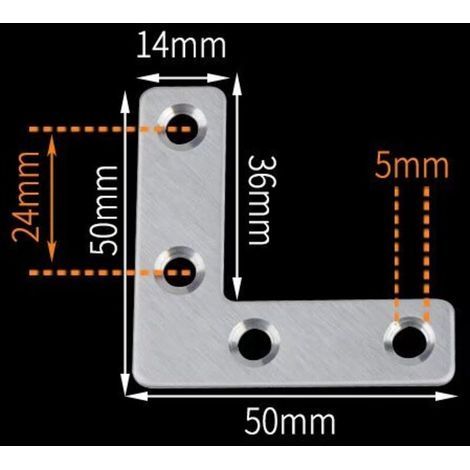 Equerres de fixation en L en acier galvanisé – 50 x 50 mm, lot de 20 pièces pour montage meubles, placards et réparation bois (1/5)