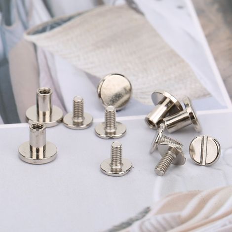 50 jeux de rivets mâles et femelles à tête plate en cuivre pur de 8 mm pour l'assemblage de registres, vis de reliure métallique pour cahiers, agrafes de registre de 8 mm, argent
