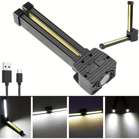 Lampada da lavoro ricaricabile multifunzionale, luce di ispezione a LED, pieghevole, torcia magnetica per auto, luce per tenda da riparazione (1/4)