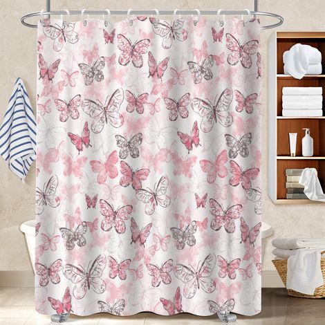 Voile de douche fluide en polyester 180x180 original séparation douche pour délimiter l’espace dans une salle de bain ouverte (1/5)
