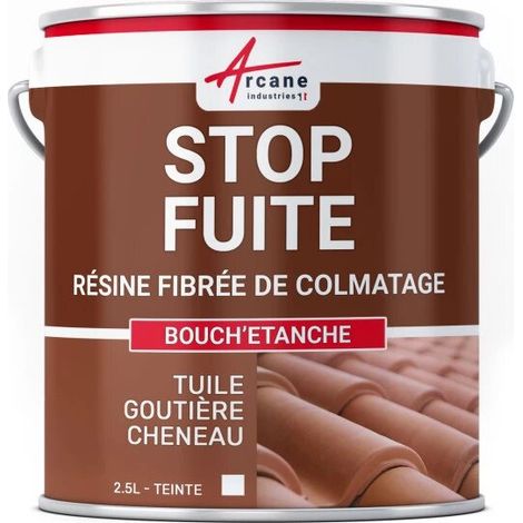 Bouchetanche, pintura fibrada de sellado, fuga, reparación, impermeabilización, teja, canalón, chimenea, agujero, grieta - 2.5 L Teja - ARCANE INDUSTRIES
