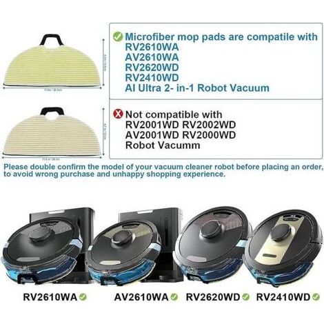 FOREHILL Pexorin for Shark, for AV2610WA RV2610WA RV2410WD RV2610WD RV2610WFUS Kit de tampons en Tissu for aspirateur, pièces de Rechange,