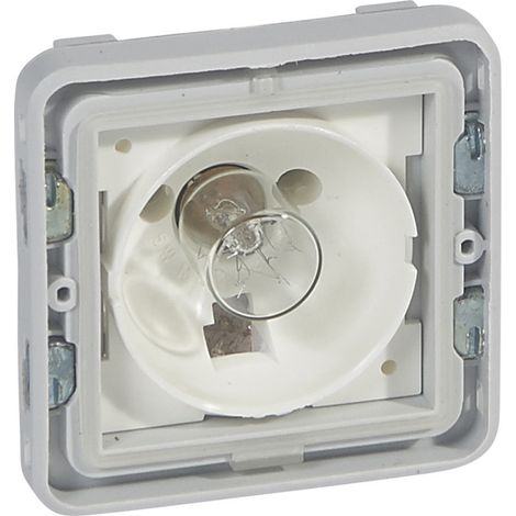 Legrand – Socle avec voyant Plexo composable 69583 – Protection IP55 – Lampe E10 230V 5W – Couleur gris et blanc (1/5)