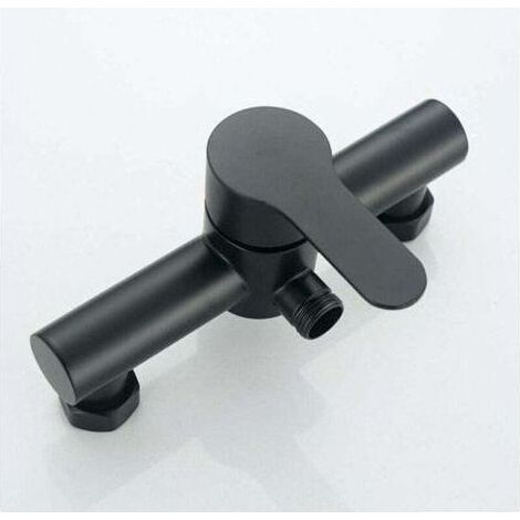 Robinet de douche de baignoire noir en acier inoxydable salle de bain baignoire douche robinet pommeau de douche mitigeur mural, (1/4)