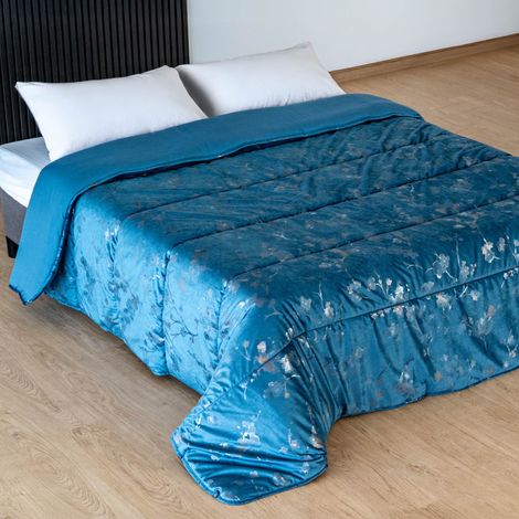 Trapunta Invernale Matrimoniale in Velluto con Stampa Digitale – Piumone Due Piazze Elegante e Morbido 500gr – Piumino Caldo Made in Italy per Inverno Fiorepescoottanio - Matrimoniale (1/5)