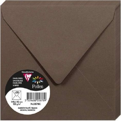Enveloppe - CLAIREFONTAINE - Pollen - 140x140 mm - 120g - Marron taupé