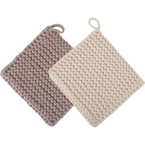 Dicker, zweiteiliger, gehäkelter Untersetzer, handgefertigte Thermomatte, gehäkelte, wärmeisolierende Matte für die Küche für heiße Speisen (19 x 19 cm)
