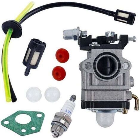 Carburador para desbrozadoras de 52 cc, 49 cc y 43 cc con juntas, manguera, bujía y filtro de combustible: kit de repuesto completo. (1/4)