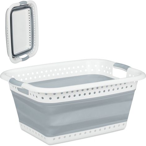 Cesta para la colada plegable práctica almacenamiento fácil 27 x 61 x 45,5 cm de plástico blanco 130009444 (1/5)