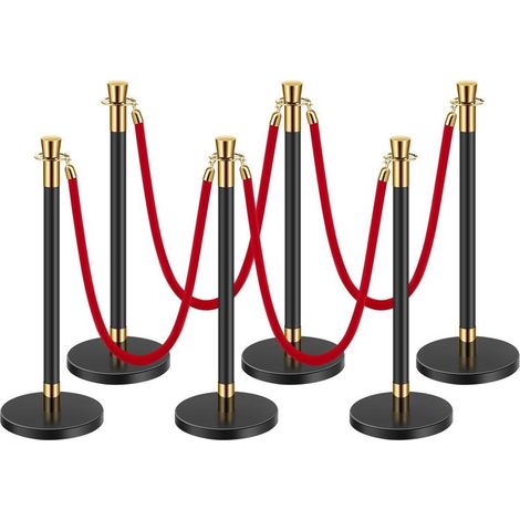 Poteaux noirs et cordes rouges pour guider le public, barrière de balisage pour théâtre, mariage et fête (1/5)