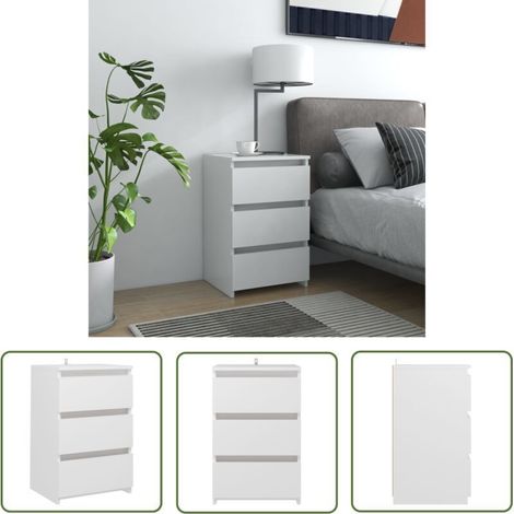 White bedside table SKM 40x35x62.5 cm chipboard (1/5)