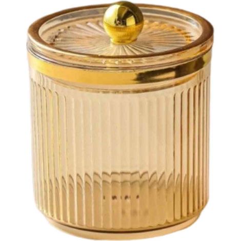 Pot de rangement pour boules de coton-Boîte de rangement distributrice, adaptée aux coiffeuses de bureau, couleur ambre