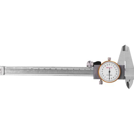 Pied à coulisse à cadran 0-150 mm, en acier inoxydable, antichoc, avec vernier et résolution de 0,02 mm (1/5)