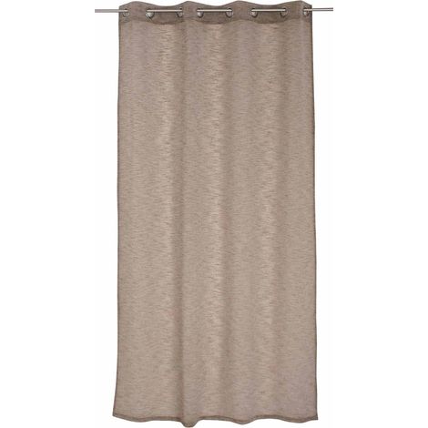 Voilage tamisant à l'aspect lin Taupe 140x240 cm (1/5)