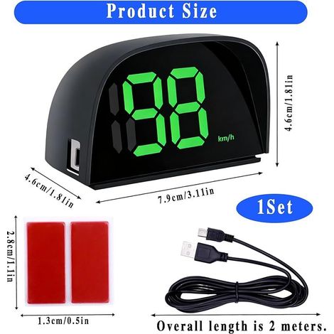 Tachomètre GPS numérique pour affichage HUD de voiture, indicateur de vitesse de voiture avec pare-soleil, GPS précis pour voiture, moto et trottinette électrique, grand écran LED, plug & play