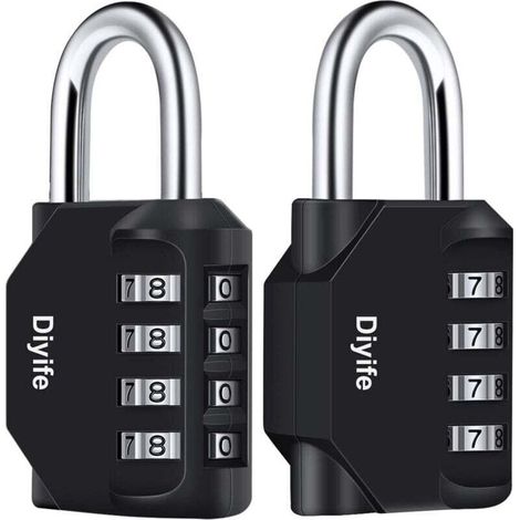 Pack of 2 4-Digit Combination Padlock for School Locker Gym File Cabinets Toolbox Black (1/4)