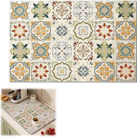 Drip Mat 40x60cm Absorbent Coffee Machine Drip Mat Non Slip Quick Dry for Kitchen Worktops Restaurants Countertop Bathroom Bar Cafe (Color 1) (1/5)
