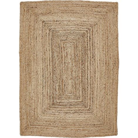 Tapis jute fait à la main 120x170 beige motif uni JUTURE