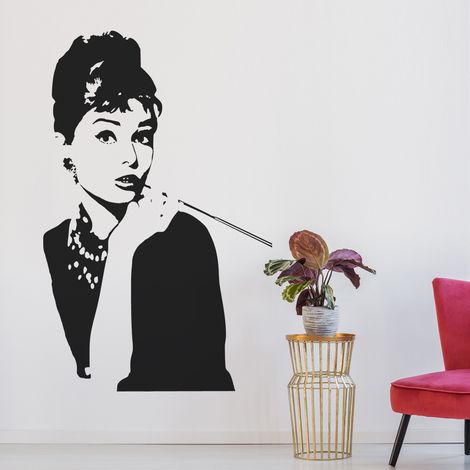 Sticker Mural - Audrey Hepburn - 287x457 cm - Noir (1/3)
