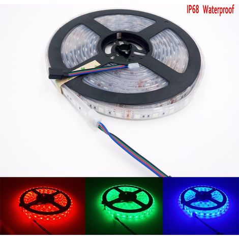 Bande LED SMD 5050 étanche IP68 pour aquarium, basse tension 24V, RGB à changement de couleur, en stock.