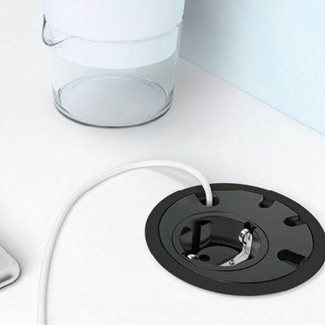 Pasacables Loop In + Enchufe Acabado Blanco (1/5)