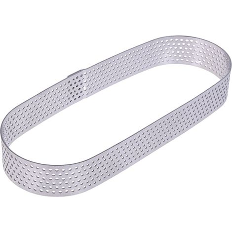 Molde para tartaletas con borde perforado de 15x5xh2cm, forma ovalada. (1/5)