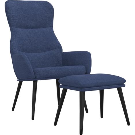 Maison Exclusive - Chaise de relaxation avec tabouret Bleu Tissu (1/5)