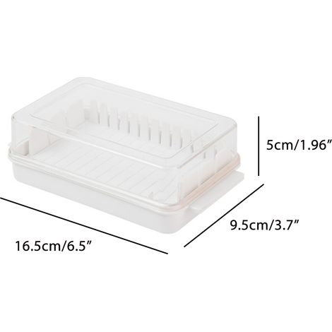Beurrier avec couvercle, en plastique, pour plan de travail, avec fente de découpe pour diviser et conserver le beurre. (1/5)