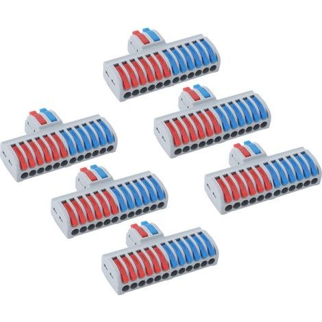 DIN Rail Terminal Blocks 2 to 12 Outputs, Wiring Splice Connector for Household Appliances, Lighting, Electrical Control, 6 Pieces (1/5)