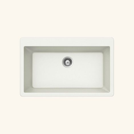 Évier en granit blanc 83,8x53 cm – Évier à encastrer 1 bac sans égouttoir – Bonde et siphon inclus – Fabriqué en Allemagne – Schock (1/4)