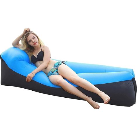 Canapé Gonflable, Cchaise Longue Gonflable Imperméable avec Oreiller Créatif, Résistance à La Déchirure, Se Gonfle Rapidôment, Charge Maximale de 200 KG, Canapé Pneumatique pour la Plage, la Piscine-F (1/5)