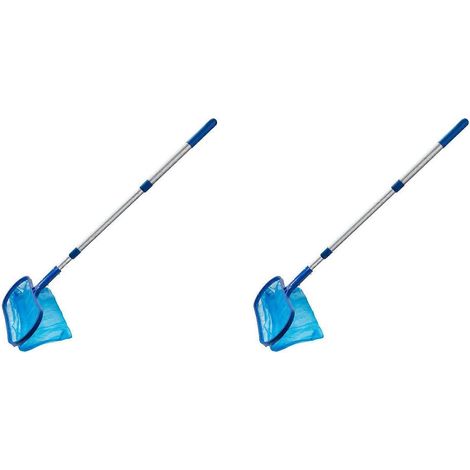 Lot de 2 épuisettes de piscine avec manche télescopique réglable, filet de nettoyage des débris de surface de type sac profond (1/5)