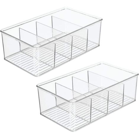 Boîte de rangement alimentaire en plastique à 3 compartiments pour placards, garde-manger, étagères, tiroirs, réfrigérateur et congélateur - Convient pour les barres de céréales - Collection Ligne - L