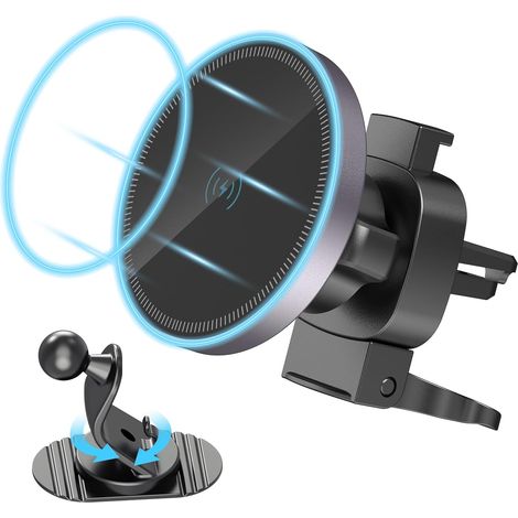 Car Induction Charger-15w Fast Charging Wireless Car Charger-Magnetic Car Phone Holder for Dashboard Air Ventilation-360° Rotation (1/5)