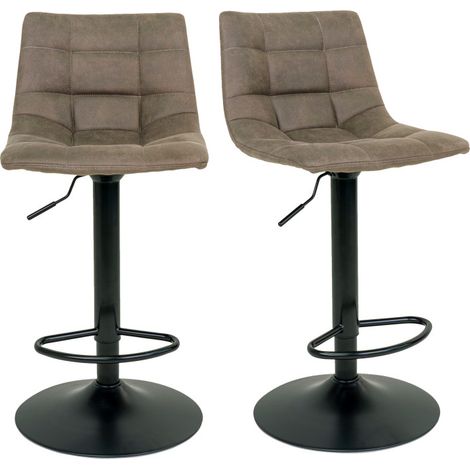 SVIN- Tabouret de bar pivotant 360° vintage marron (x2) (1/5)