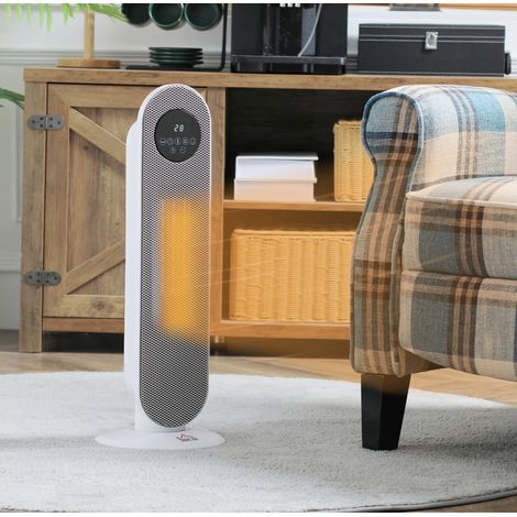 Calefactor auxiliar, calefactor con ventilador, calefactor cerámico oscilante de 15 a 40 °C con mando a distancia, 1300/2000 W, 21 x 21 x 63,5 cm (1/5)