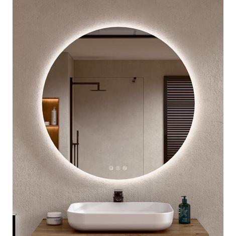 BELLOBATH - Espejo de Baño Redondo con Luz LED, 3 Tonos de Luz e Intensidad Regulable, Antivaho - Luz Indirecta - Ø 70 cm (1/5)