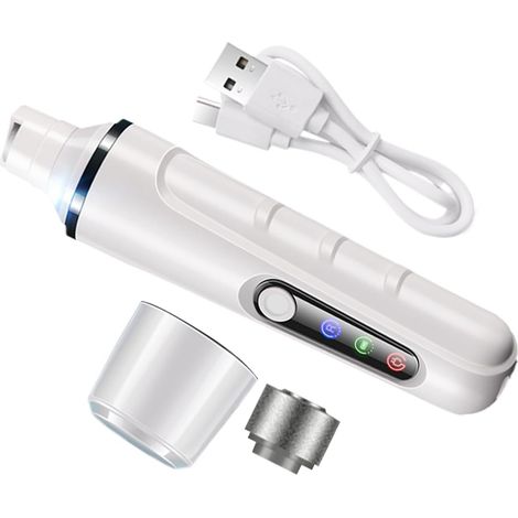 Moulin à ongles pour chien – Éclairage LED  Chargement USB  Broyeur à ongles pour chiens avec tête de rechange  Pour la maison, la salle de bain, les voyages, le camping, le camping, les chatons