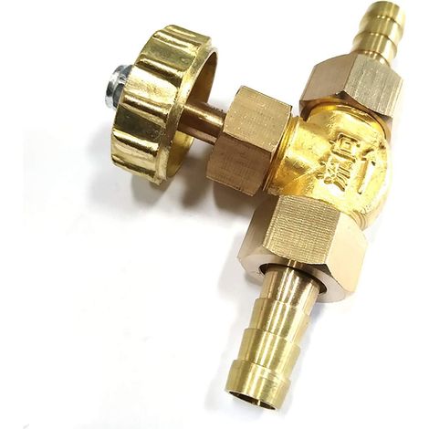 JSSEVN - 1/4 inch Brass Needle Valve Propane Butane Barbed Gas Regulator 1 MPa