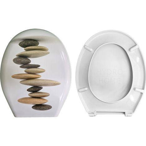 Copriwater Universale Ovale Stampato Zen compatibile con vari modelli termoindurente bianco (1/4)