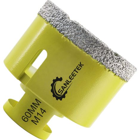 Foret Diamant Carrelage 60mm Brasé Sous Vide Scie Cloche Diamant pour Céramique Porcelaine Marbre Granit Perçage à Sec M14 Filetage (1/5)