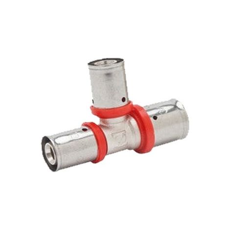 Tee ridotto 20x16 per tubo multistrato da 25 mm, utilizzo con macchina aggraffatrice, grigio