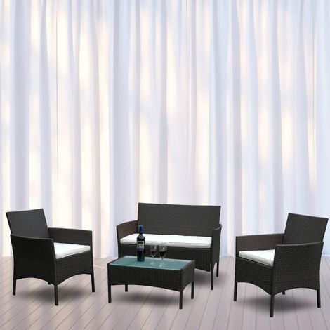 Hengda Mobili da giardino Set di mobili da giardino intrecciati a mano Gruppo di sedute Divano da giardino Set Relax-Lounge Marrone (1/5)