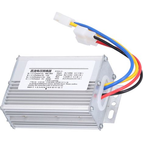Convertisseur Cc 48V-96V à 12V Transformateur Abaisseur 300W Transformateur D'alimentation de Sortie Efficace 25A étanche (1/5)