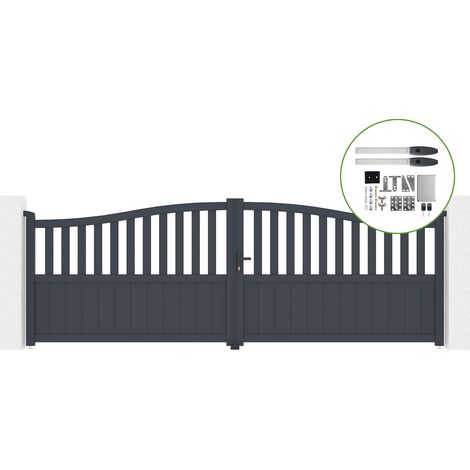 Portail battant 4m MEIJE H.140cm alu + motorisation HICKER B200 (1/4)