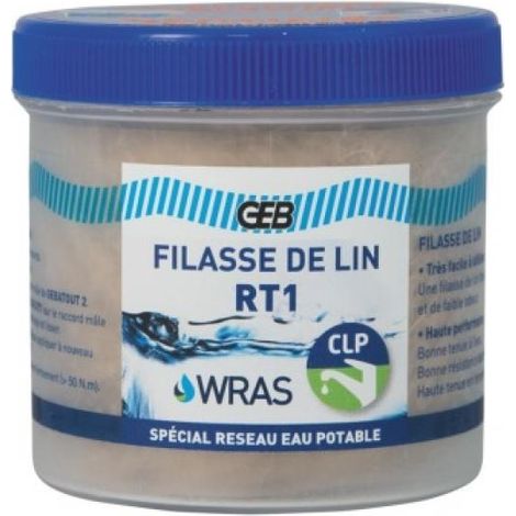 Bobine de 200g de filasse de lin RT1 pour étanchéité des réseaux sanitaires - Certifié au contact eau potable - GEB