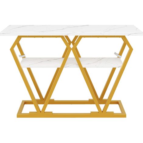 Table console (1 pièce) - 120 x 29,5 x 80 cm - Table à manger et de cuisine, table de balcon - Table en bois avec plateau effet marbre