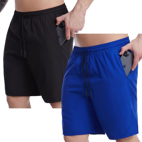 Conjunto de dos piezas de pantalón corto para hombre, poliéster de secado rápido, bolsillos con cremallera y cordón ajustable, ideal para correr, hacer ejercicio o jugar al baloncesto. (1/5)