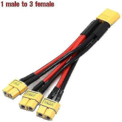 Connecteur de batterie parallèle XT60 1 vers 2 / 1 vers 3, câble mâle/femelle, rallonge double, répartiteur en Y, silicone W